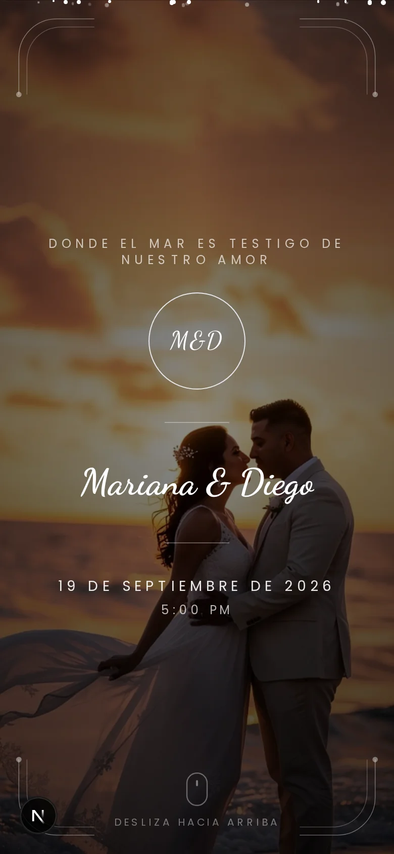 Invitation de mariage numérique – Atardecer en la Playa
